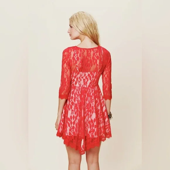 SOLD Free People Floral Mesh Lace Dress - Picture 3 of 12